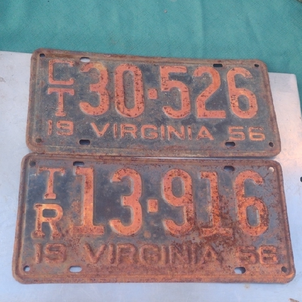 1956 Virginia License Plates Set